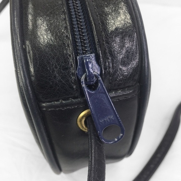 Vintage Navy Blue leather crossbody gold studded - Picture 4 of 7